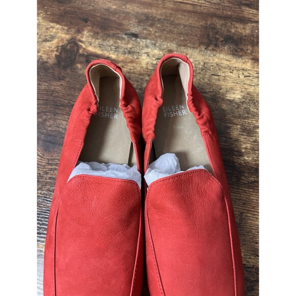 Eileen Fisher Women’s Loafers Size 8 Red Slip On Shoes Square Toe NWOB - Picture 3 of 10